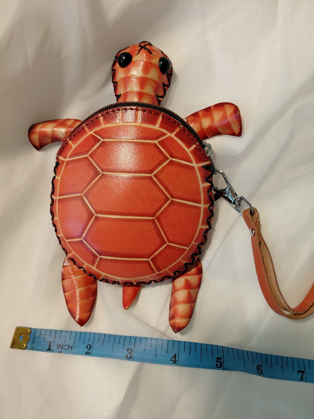 Turtle-Shaped Orange Reptile Accessory Pouch
